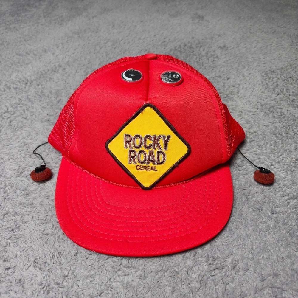 Rocky Road Cereal Mens OSFM Radio Trucker Hat Red Vintage 80s Promo Untested